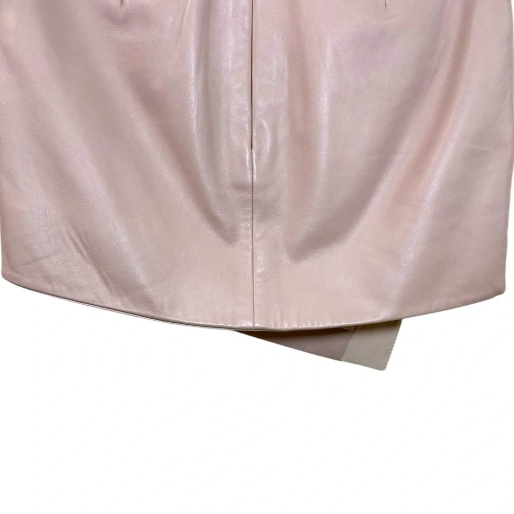 Michelle Mason, Women’s Lambskin Leather Asymmetric Mini Skirt Blush Pink Size 0